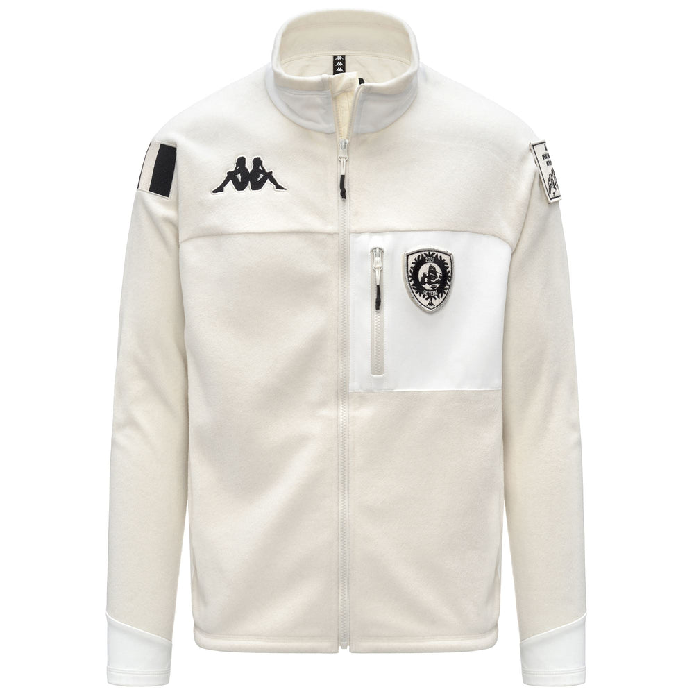 White unisex fleece jacket with stretch and zip pockets 02