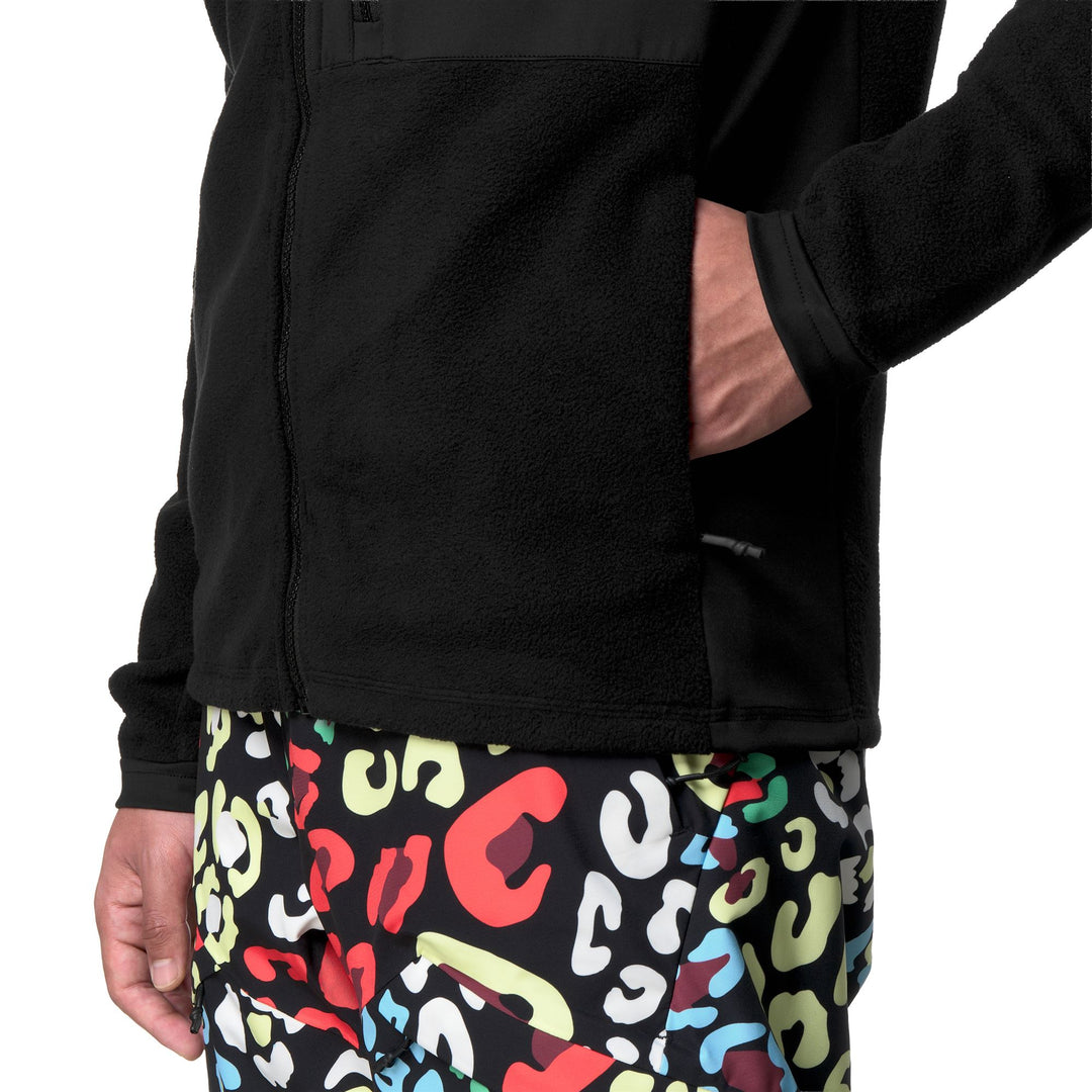 Black and White Unisex Fleece Jacket with Zip Pockets main