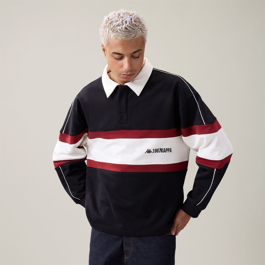 AUTHENTIC ORSEN - Polaire - Pull-over - Homme - Black-White Natural-Red Winery main