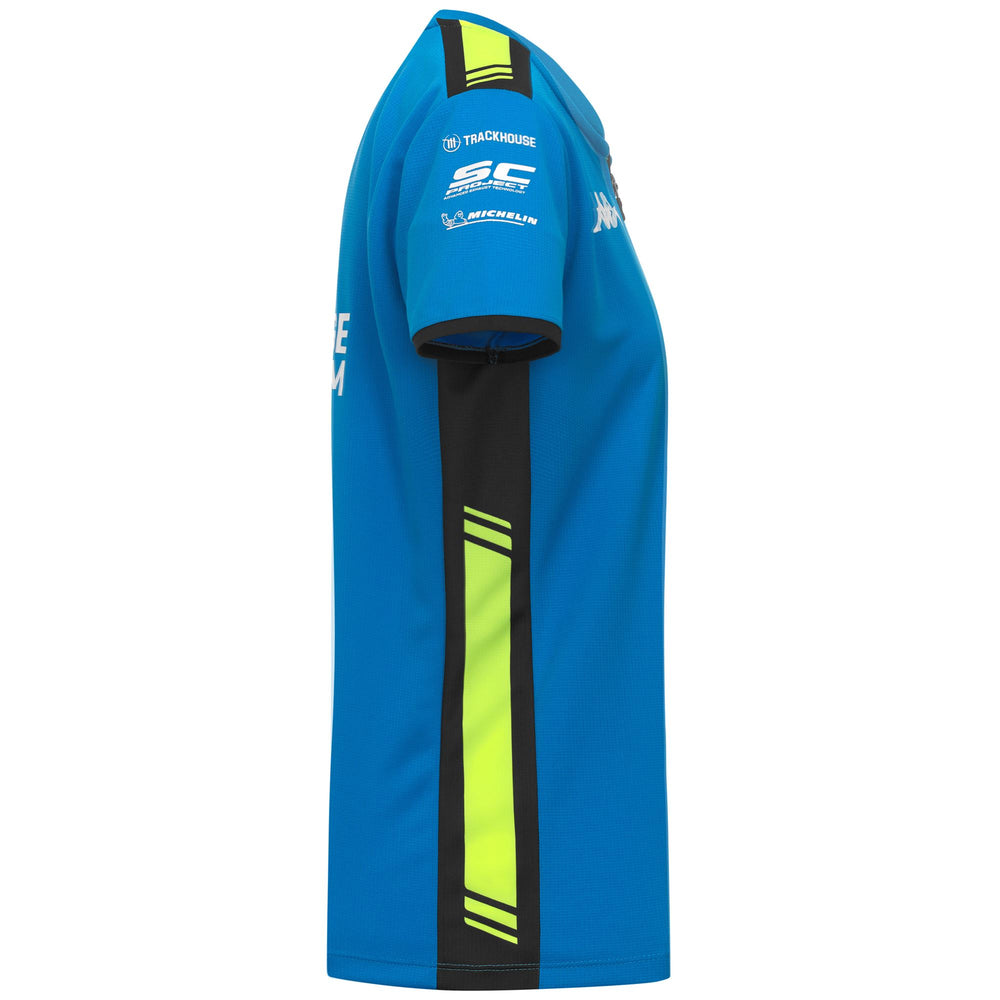 Polo azul de poliéster de corte regular para mujer, ideal para motociclismo. 02