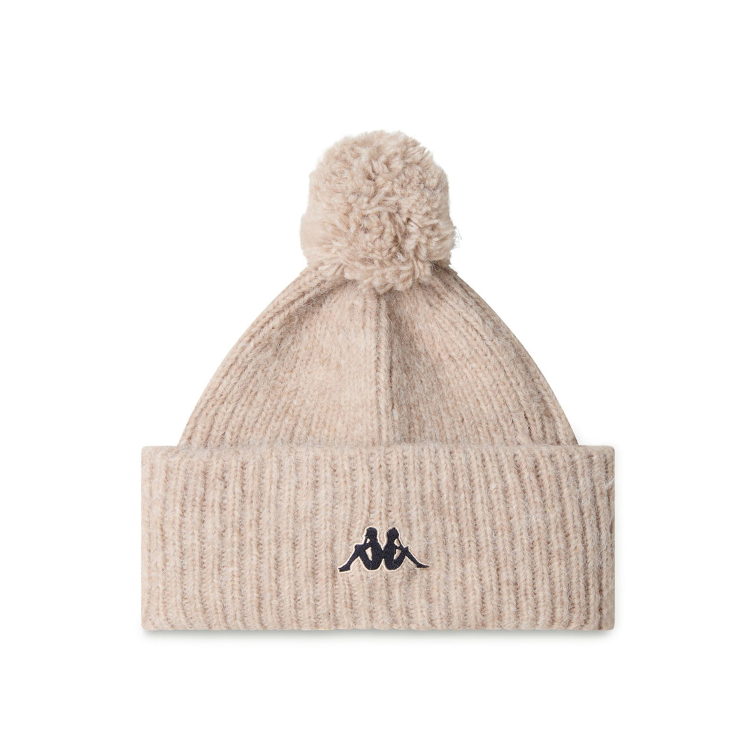 Cappello unisex in maglia acrilica beige con fodera in pile main