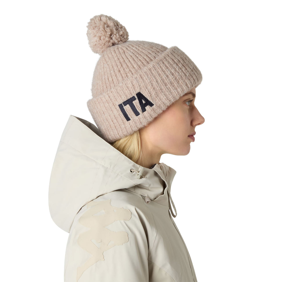 Cappello unisex in maglia acrilica beige con fodera in pile main