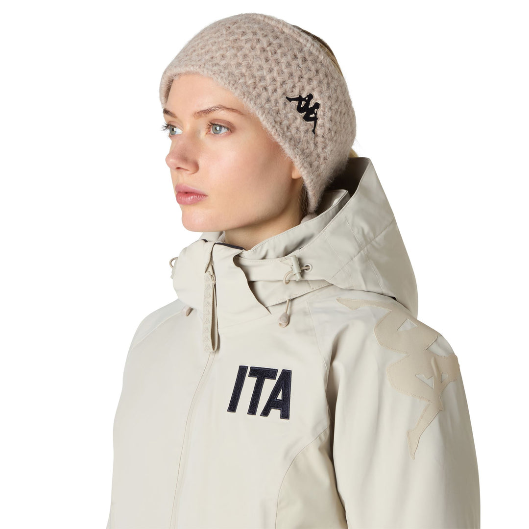 Beige Unisex Sportswear Acrylic Knit Headband with Polar Lining main