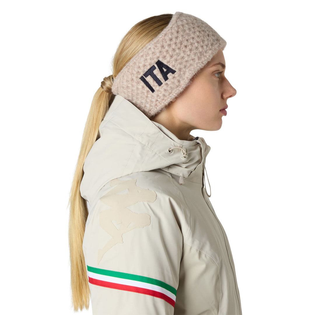 Beige Unisex Sportswear Acrylic Knit Headband with Polar Lining main