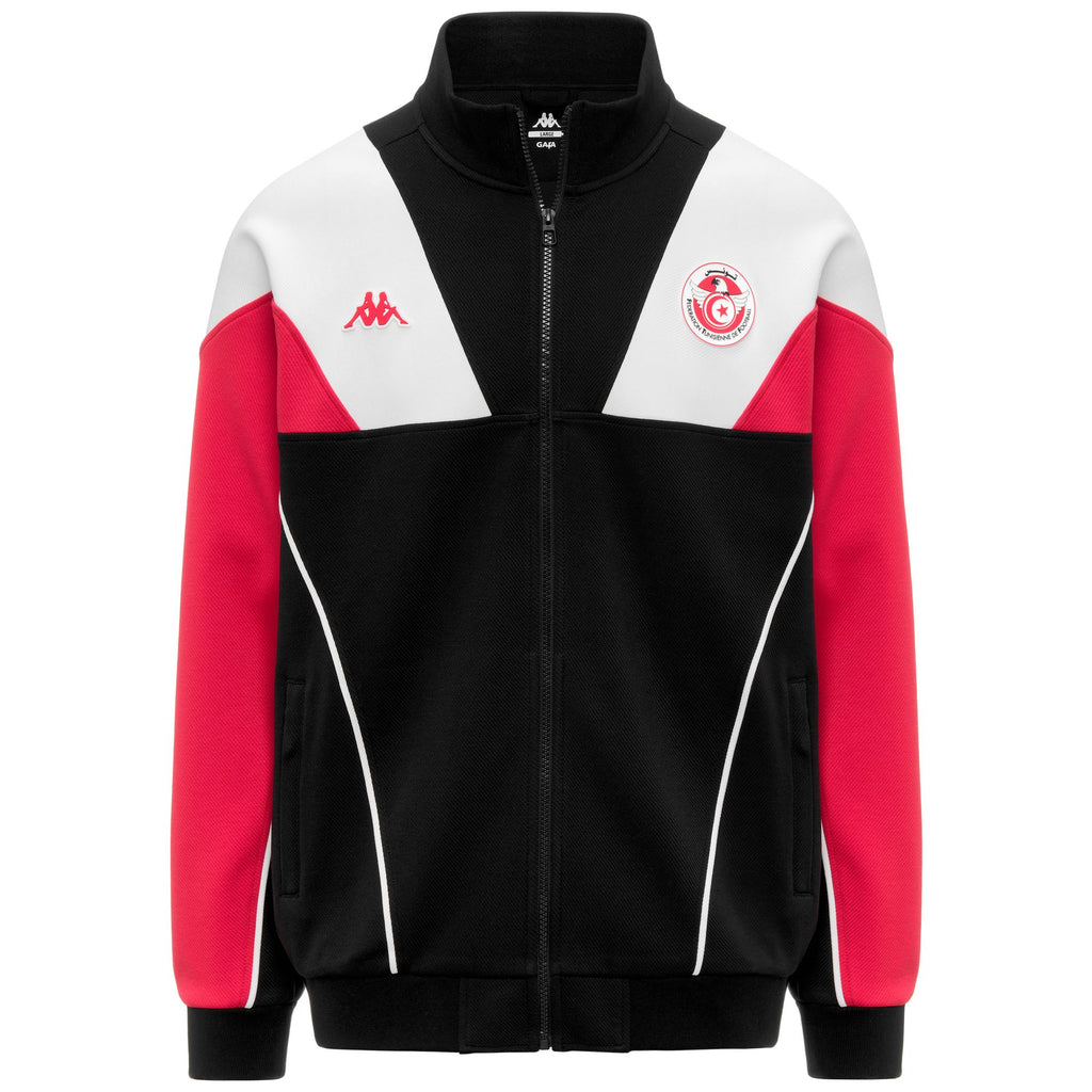 Kappa Italia ジップアップニットジャケット 赤黒LL 新品 Black Men's Tunisia Football Fleece Jacket with Ribbed Cuffs | Kappa