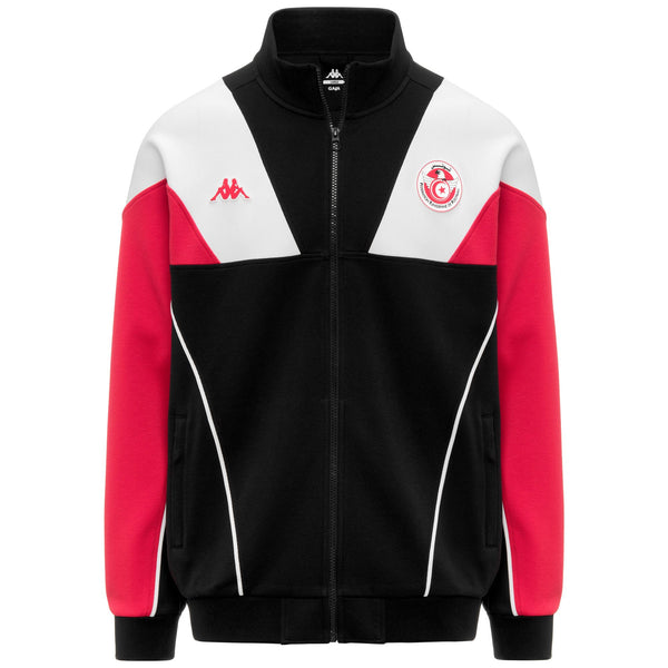 Kappa Italia ジップアップニットジャケット 赤黒LL 新品 Black Men's Tunisia Football Fleece Jacket with Ribbed Cuffs | Kappa