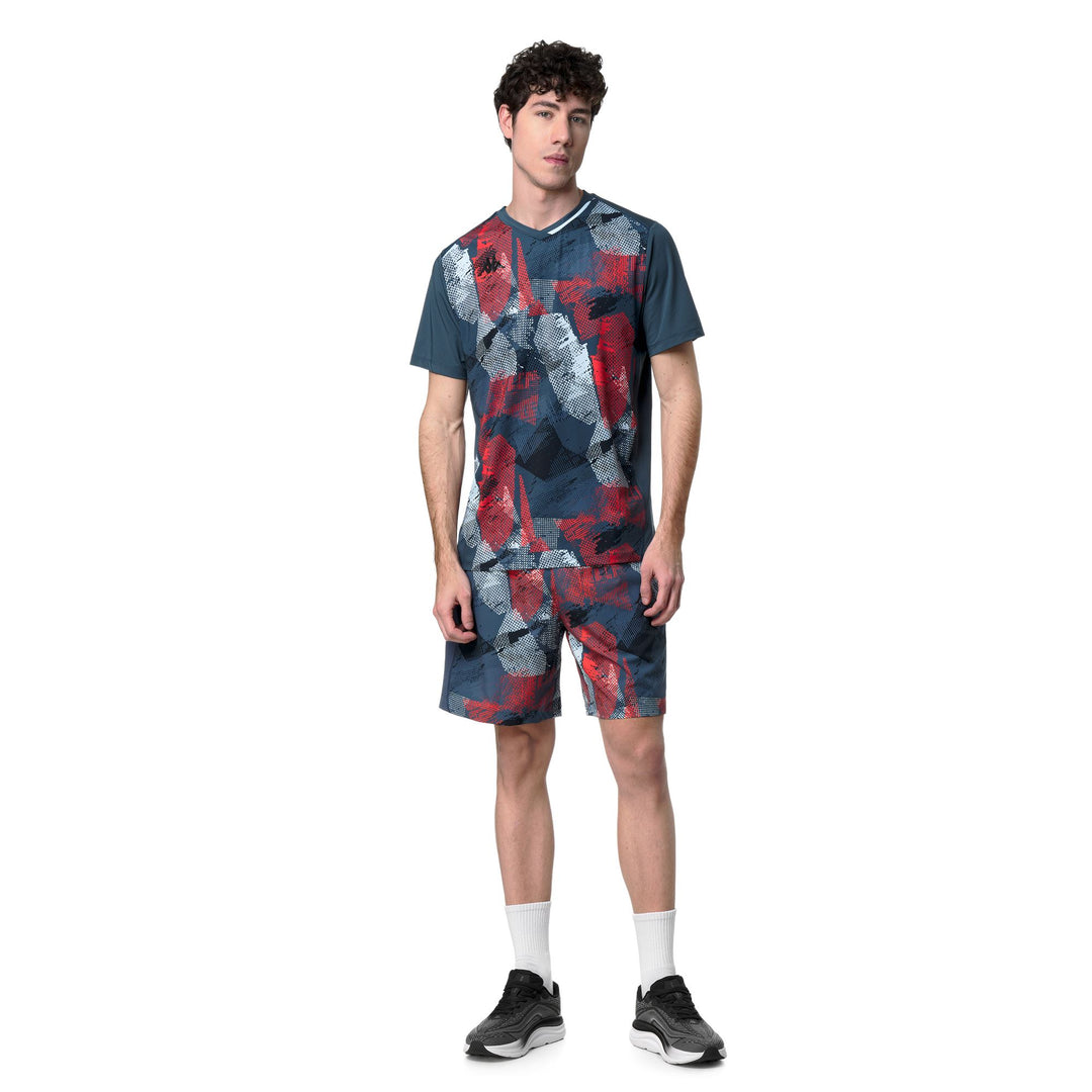 Short de sport bleu pour homme, coupe classique, en tissu extensible tissé main