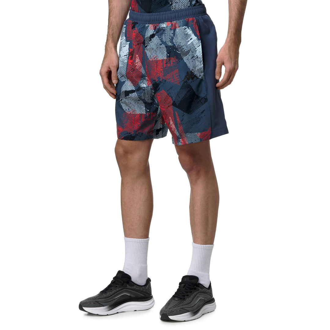 Short de sport bleu pour homme, coupe classique, en tissu extensible tissé main