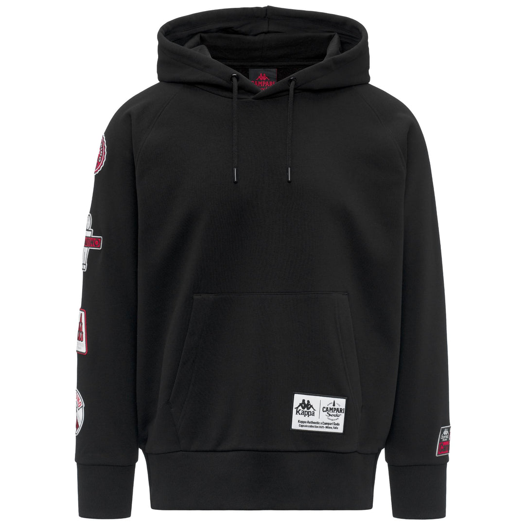 Sudadera con capucha oversize para hombre negra con parches  main