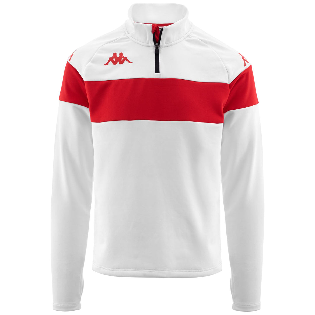 Pull polaire de football blanc pour homme, coupe ajustée, avec demi-zip 01