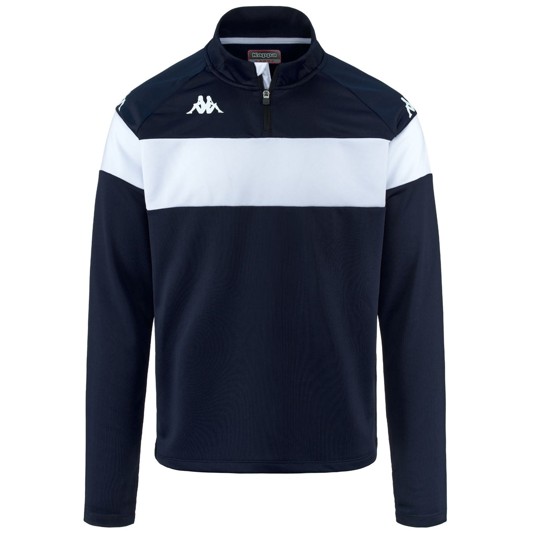 Felpa da calcio slim fit da uomo blu con apertura a mezza zip 01