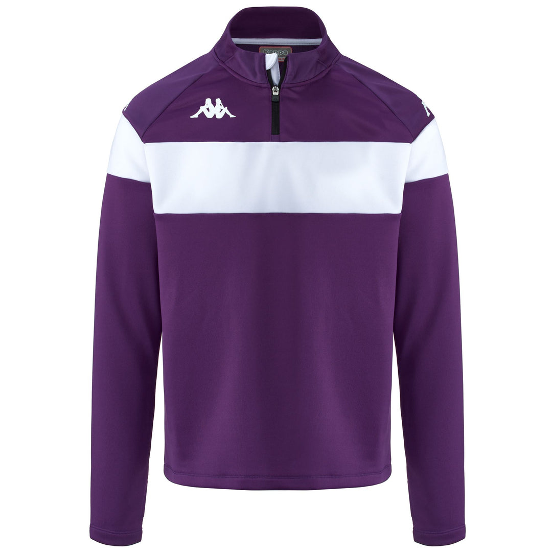 Pull d'entraînement de football violet pour homme, coupe ajustée, demi-zip 01