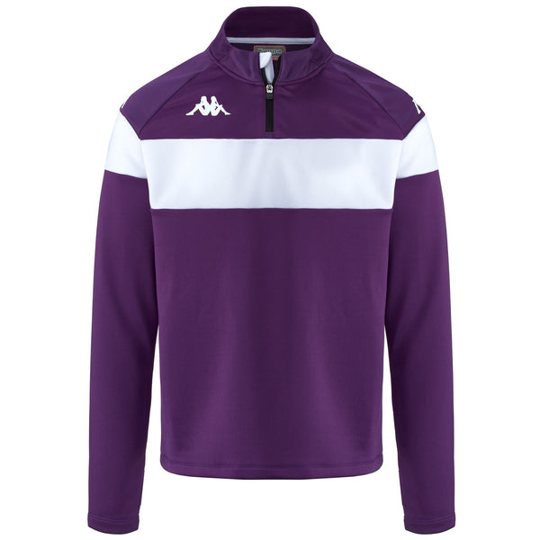 Fleece Man KAPPA4FOOTBALL DOVARE Jumper VIOLET INDIGO - WHITE
