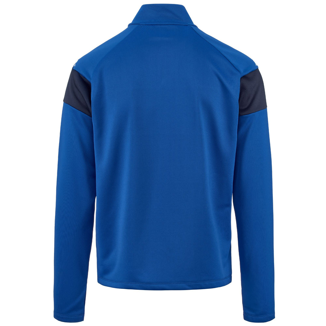 Men's Blue Slim Fit Soccer Fleece Jumper with Half Zip Opening main