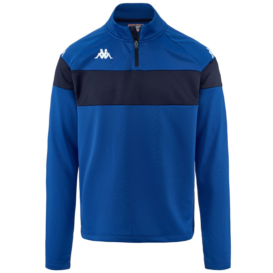 Pull d'entraînement de football bleu pour homme, coupe ajustée, en tissu éponge français 01