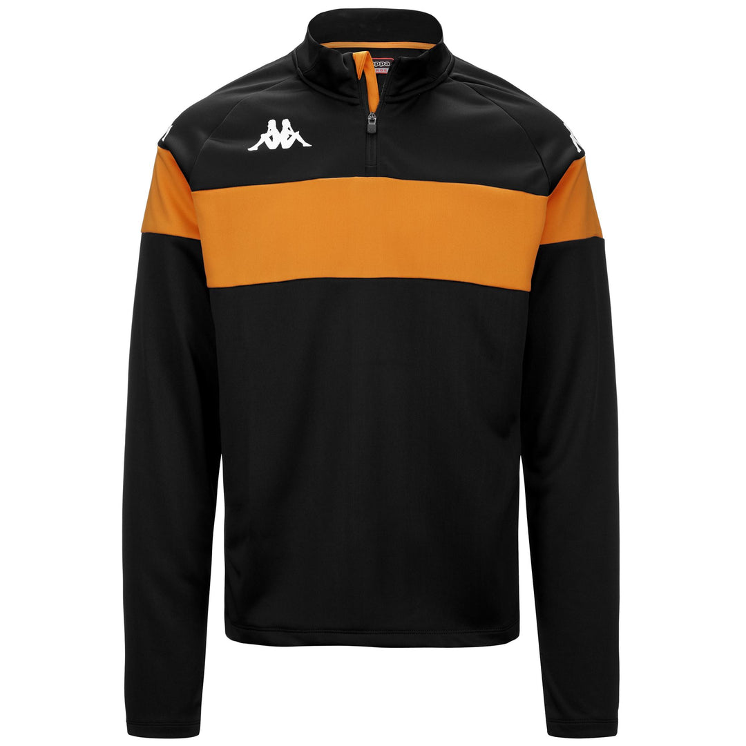 Black and Orange Men's Slim Fit Training Fleece Jumper 01