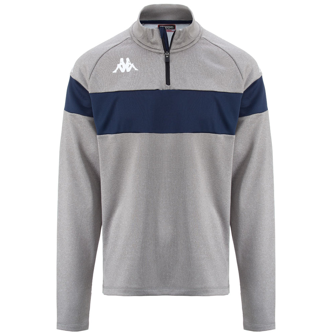 Grey Melange Men's Slim Fit Training Fleece Jumper with Zip 01