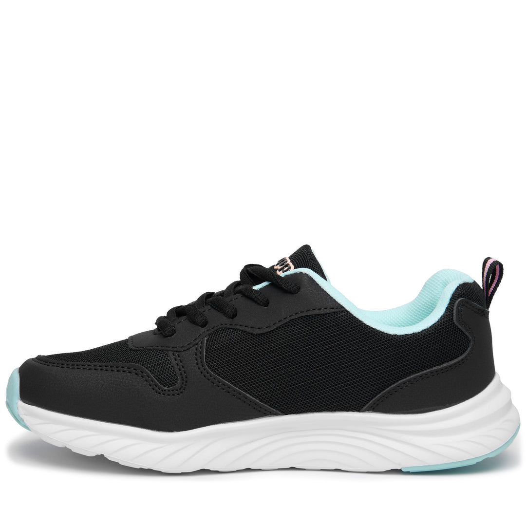 Baskets basses unisexes noires et roses pour enfants, idéales pour la marche main