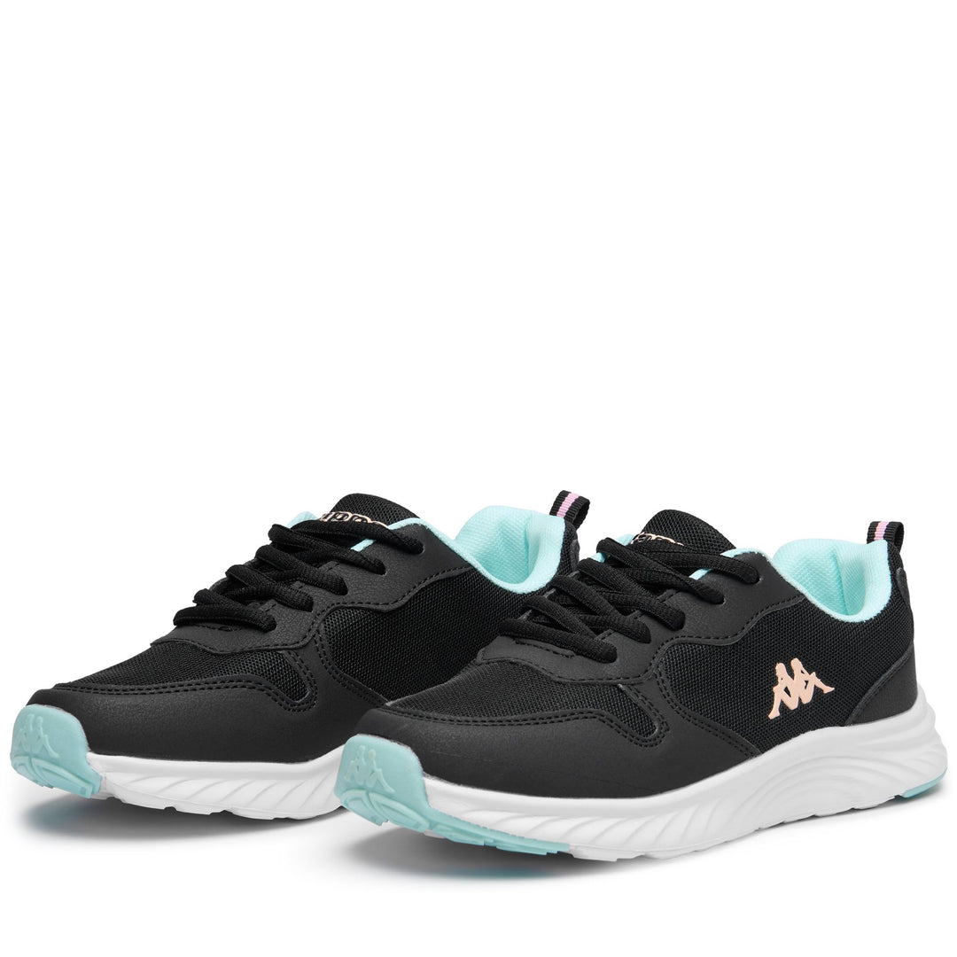 Sneakers basse unisex per bambini, nere e rosa main