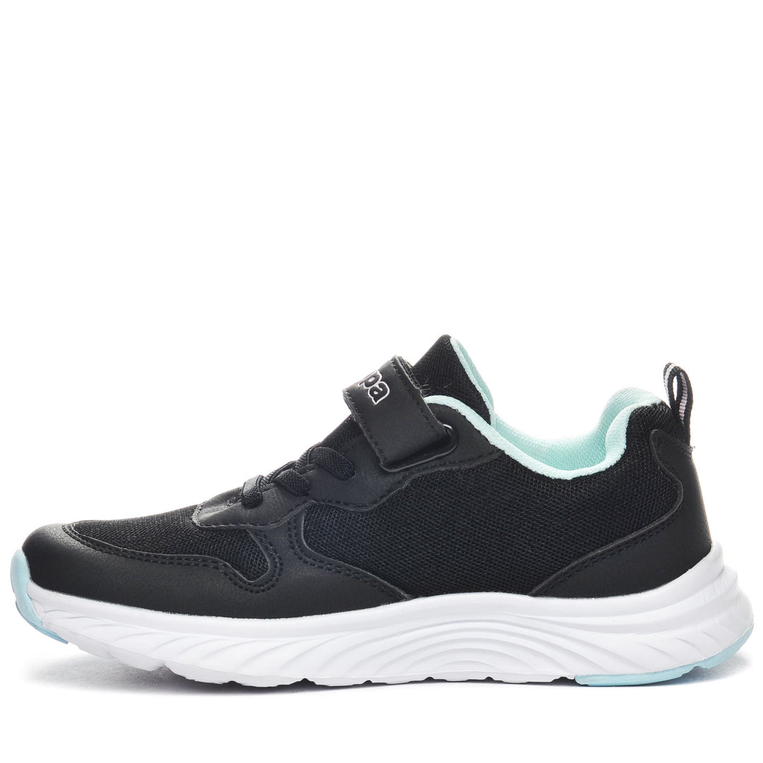 Sneakers basse unisex nere e rosa per bambini con chiusura elastica in pizzo main