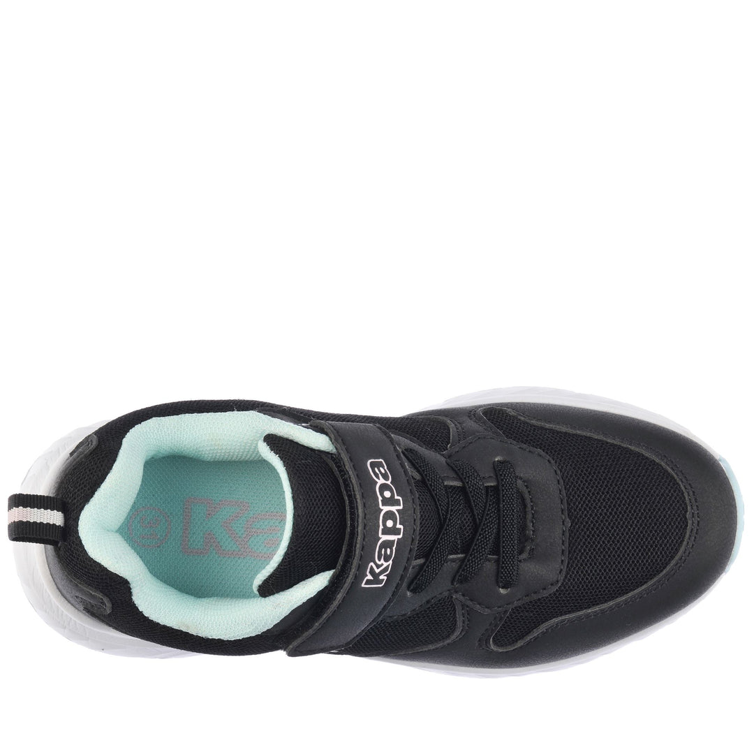 Sneakers basse unisex nere e rosa per bambini con chiusura elastica in pizzo main