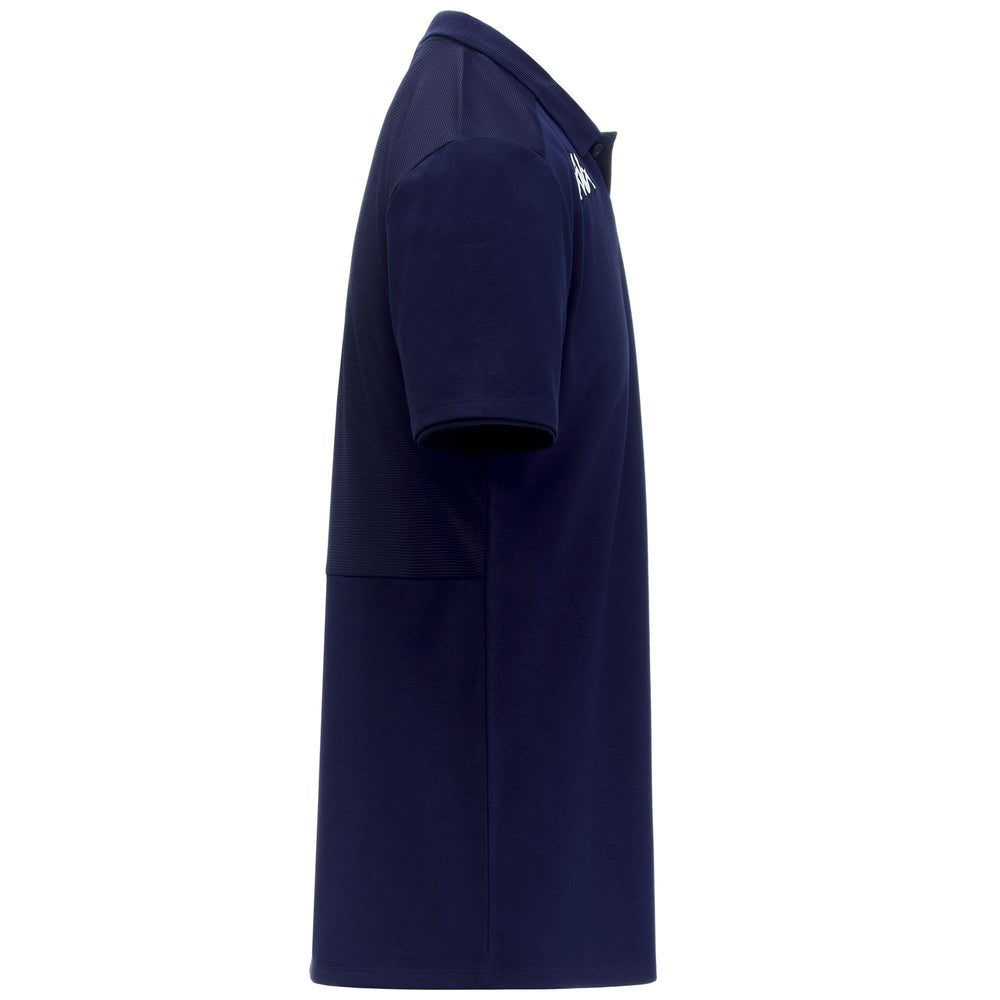 Polo da uomo blu slim fit in tessuto piqué per il calcio 02