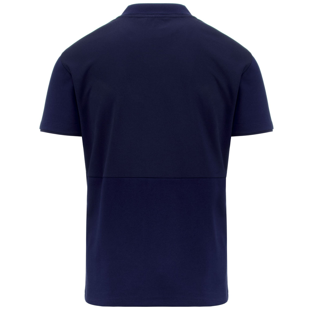 Polo da uomo blu slim fit in tessuto piqué per il calcio main