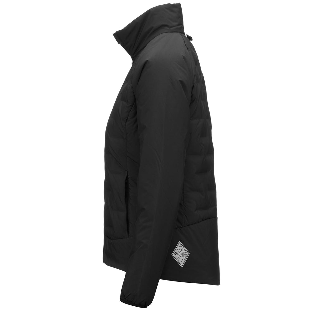 Black Grey Women's Outdoor Padded Short Jacket with Water Protection 02