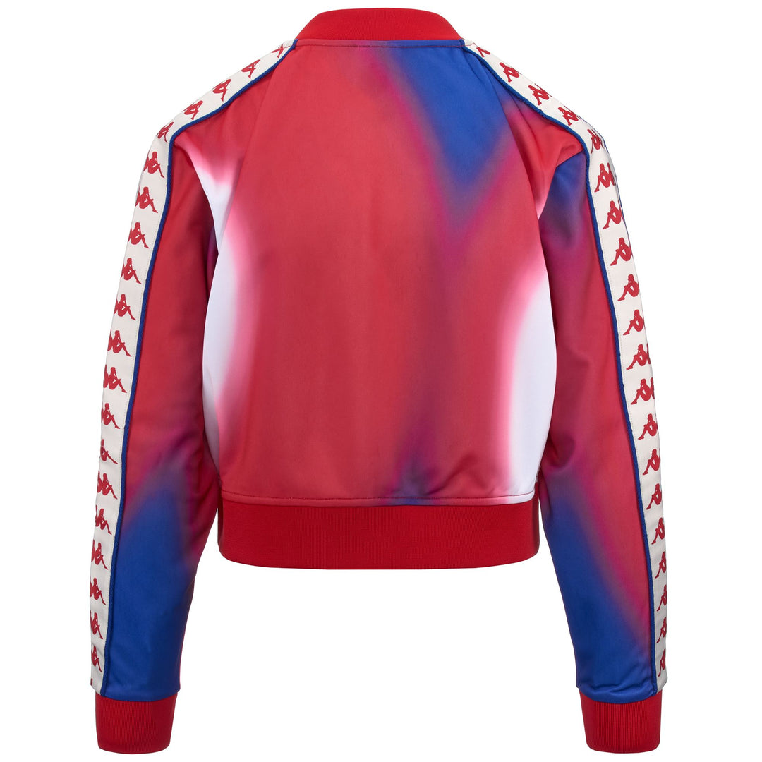 Chaqueta polar corta con estampado gráfico rojo y azul para mujer para deporte urbano main