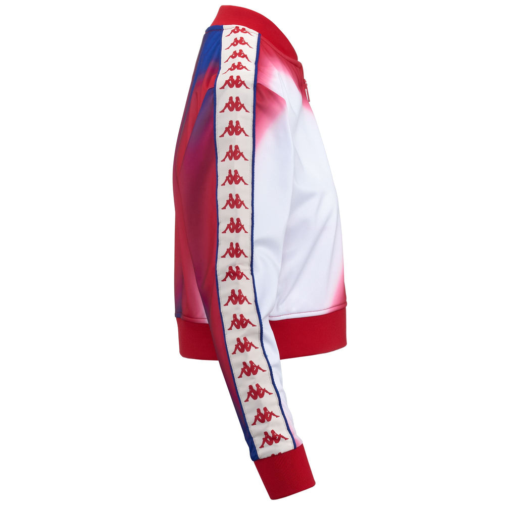 Fleece Woman 222 BANDA ASBER 2 GRAPHIK Jacket GRAPHIK RED-BLUE ROYAL-WHITE ANTIQUE Dressed Front (jpg Rgb)	