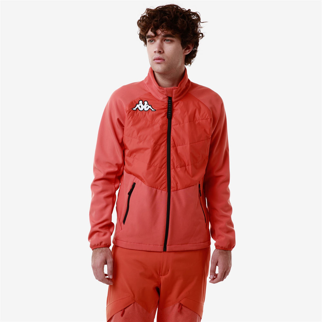 Veste de ski orange unisexe coupe ajustée avec empiècements rembourrés main