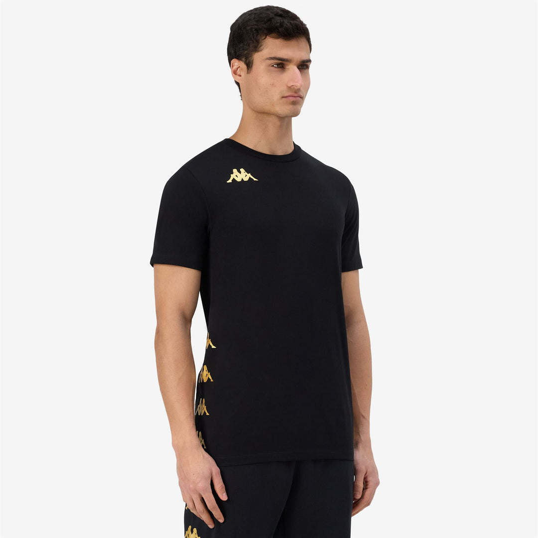 Black Men's Football T-Shirt with Jersey Fabric and Regular Fit main