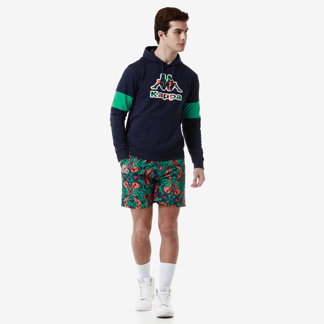 Felpa da Allenamento Uomo Verde Blu con Tasca a Canguro 01