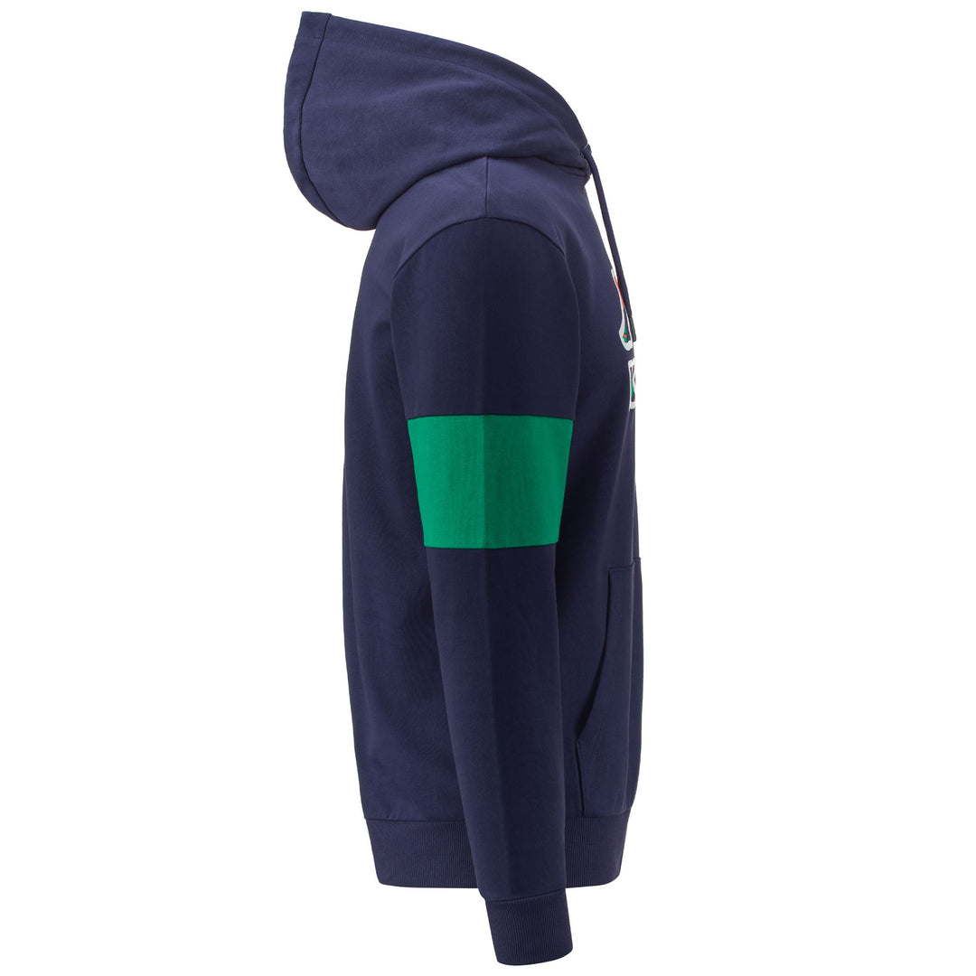 Suéter polar de entrenamiento azul verdoso para hombre con bolsillo tipo canguro main