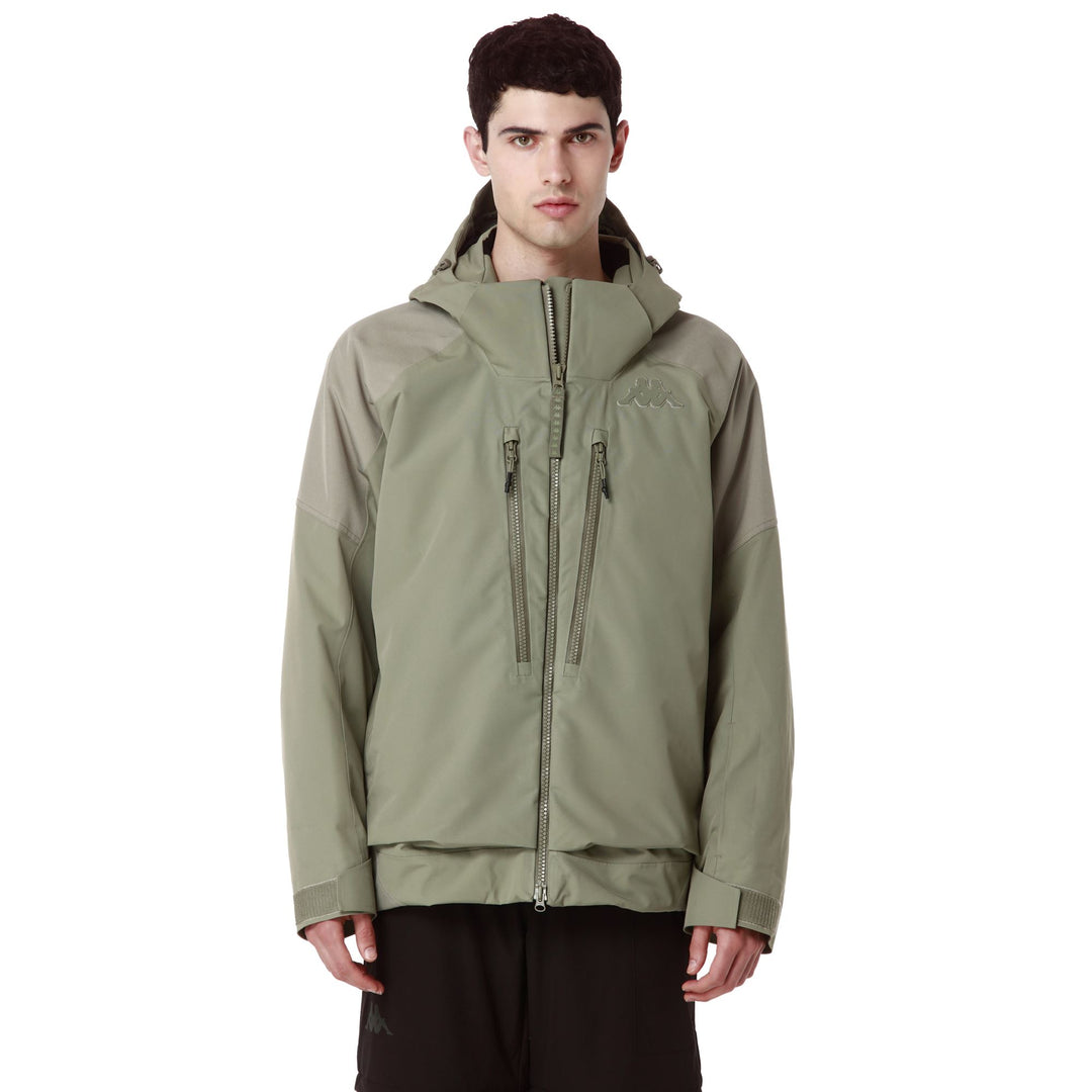 Veste de ski imperméable verte pour homme, avec isolation et ventilation main