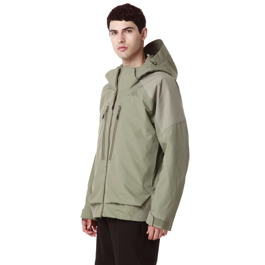 Veste de ski imperméable verte pour homme, avec isolation et ventilation main
