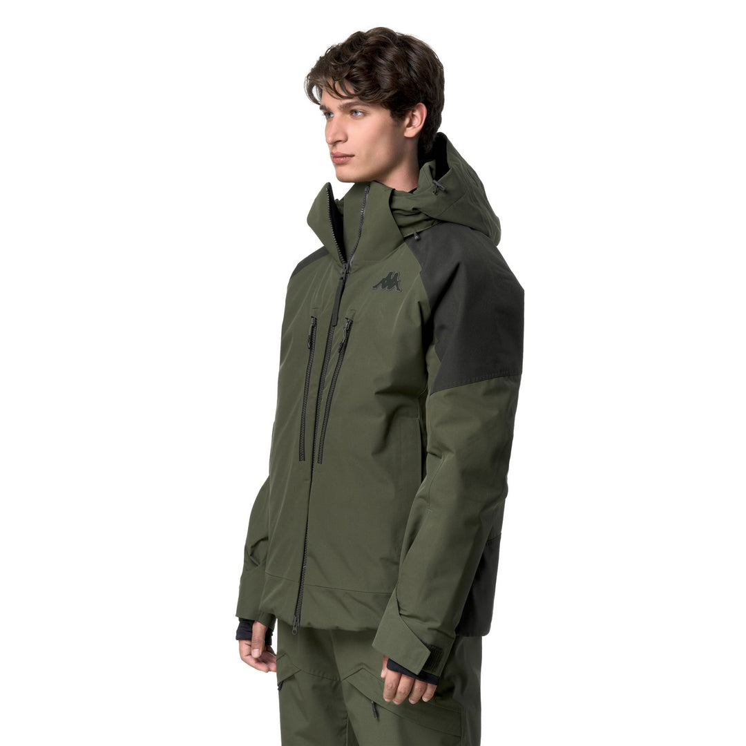 Veste de ski imperméable et isolée pour homme, coupe classique, verte main