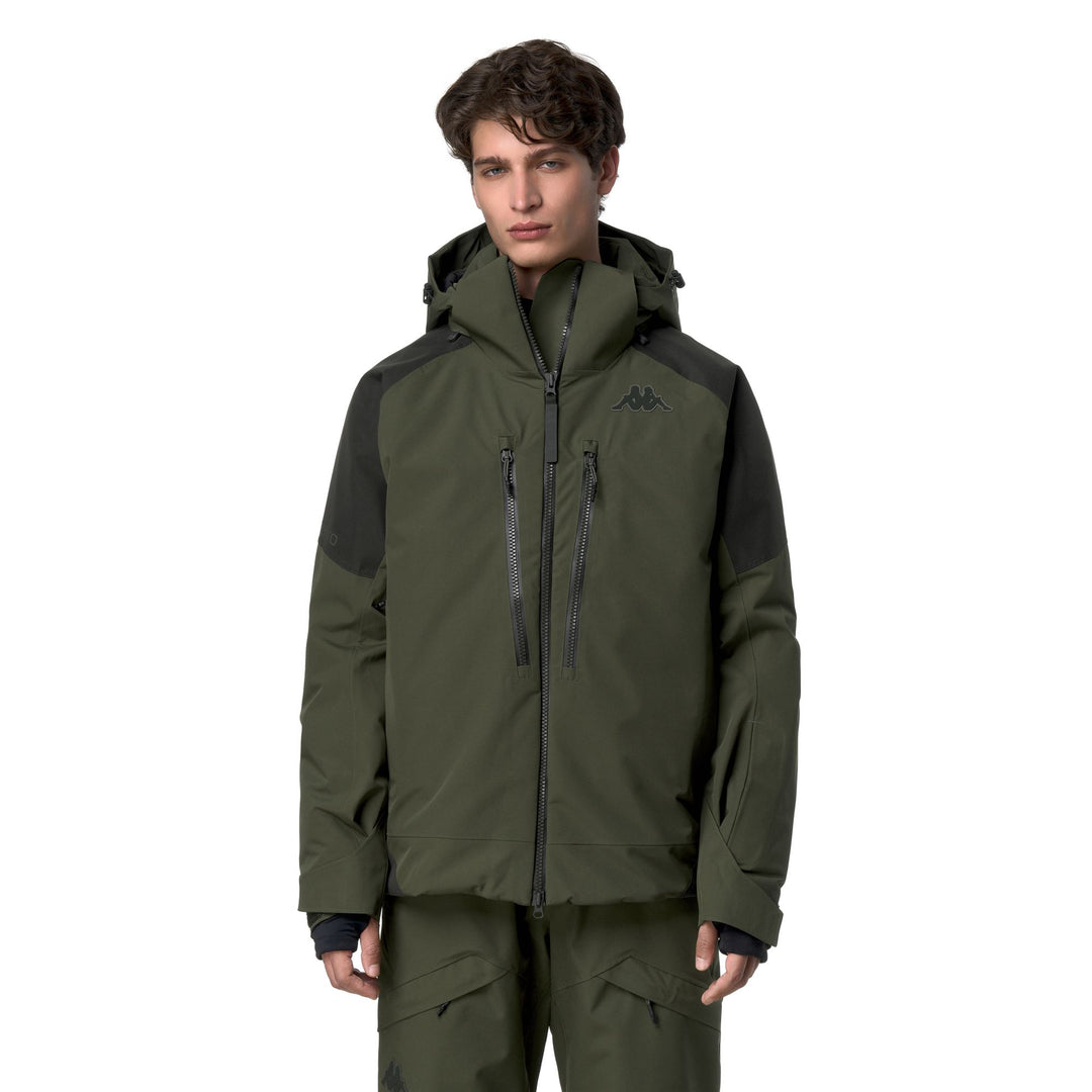 Green Men's Waterproof Padded Mid Jacket with Detachable Hood main
