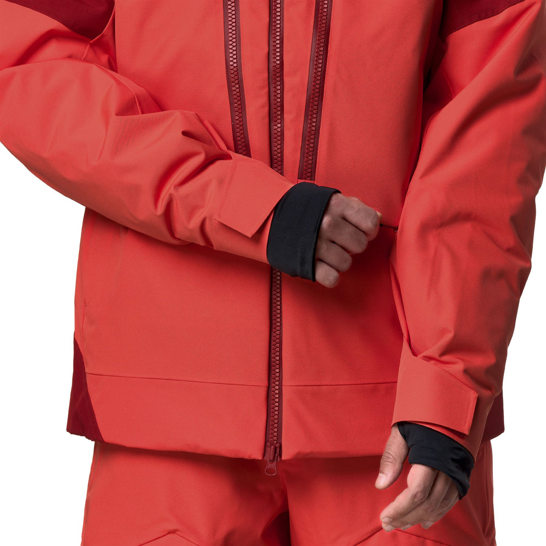 Red men's waterproof padded jacket with detachable hood main