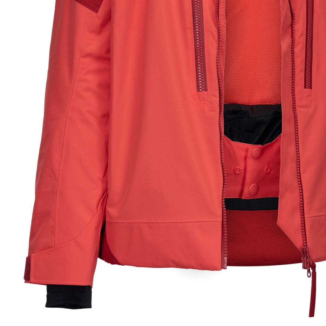 Red men's waterproof padded jacket with detachable hood main
