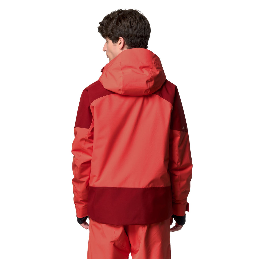 Red men's waterproof padded jacket with detachable hood main
