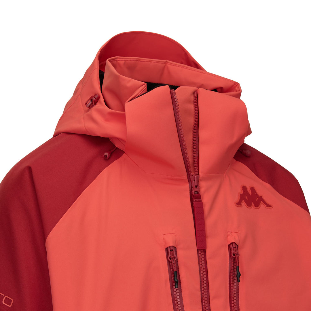 Red men's waterproof padded jacket with detachable hood main