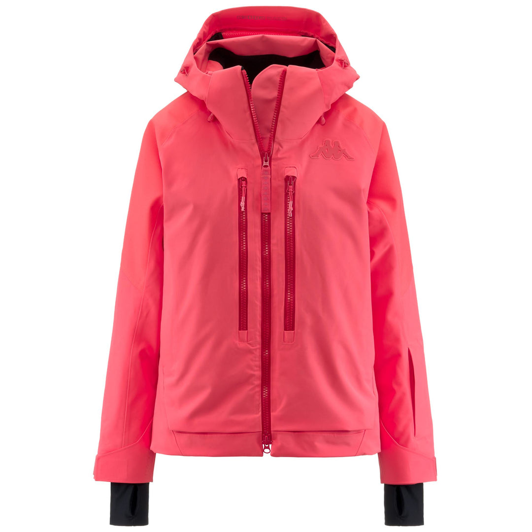 Pink Orange Women's Waterproof Ski Jacket with Padded Protection 01