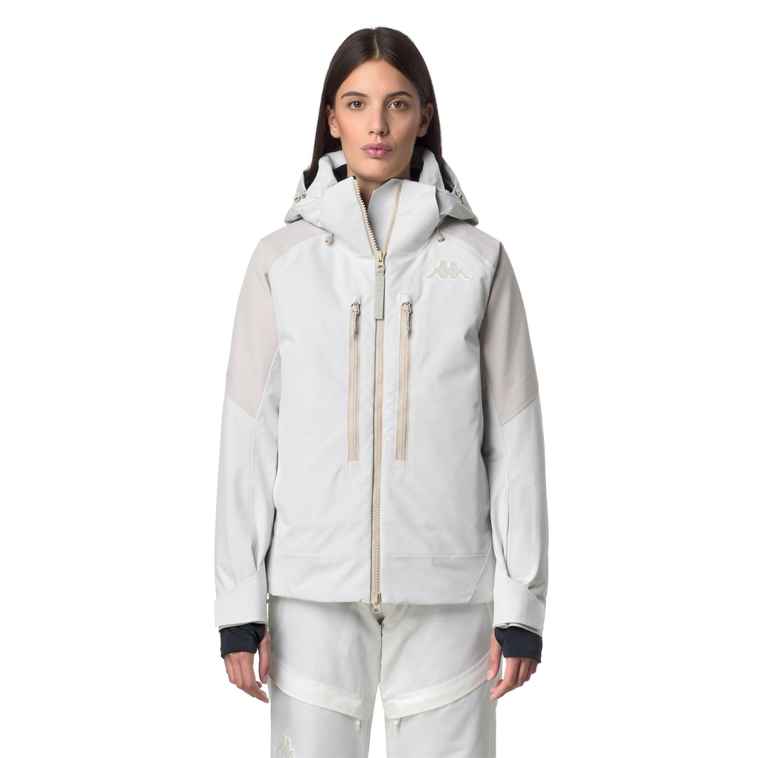 White beige Women's Waterproof Padded Jacket with Hood 01