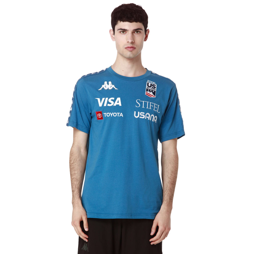 Deep Water Blue Men's Slim Fit Ski T-Shirt with Embroidered Logo main