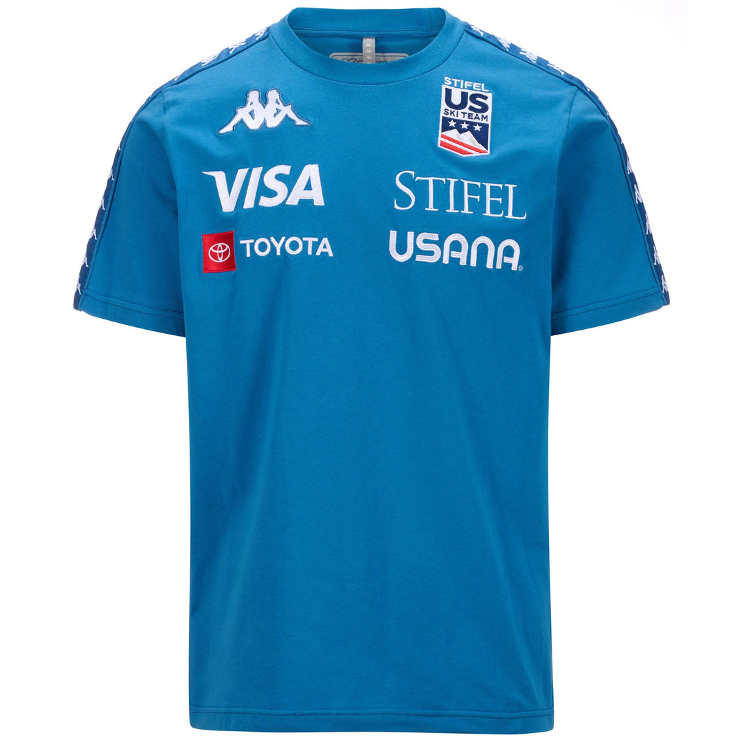 Deep Water Blue Men's Slim Fit Ski T-Shirt with Embroidered Logo 01