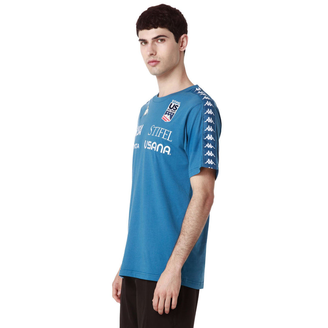 Deep Water Blue Men's Slim Fit Ski T-Shirt with Embroidered Logo main