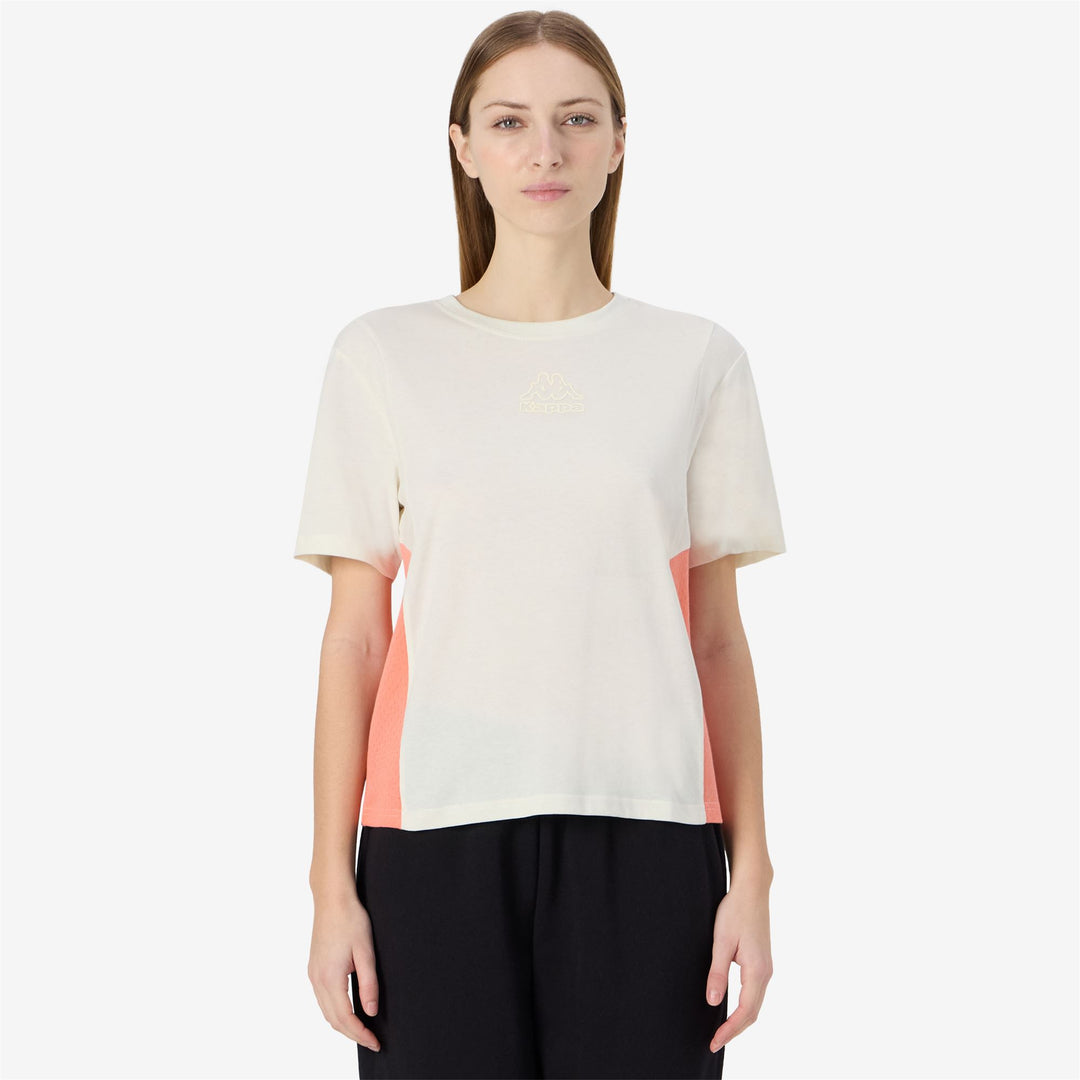 T-Shirt Sportiva Donna Grigia Arancione con Inserti in Rete main