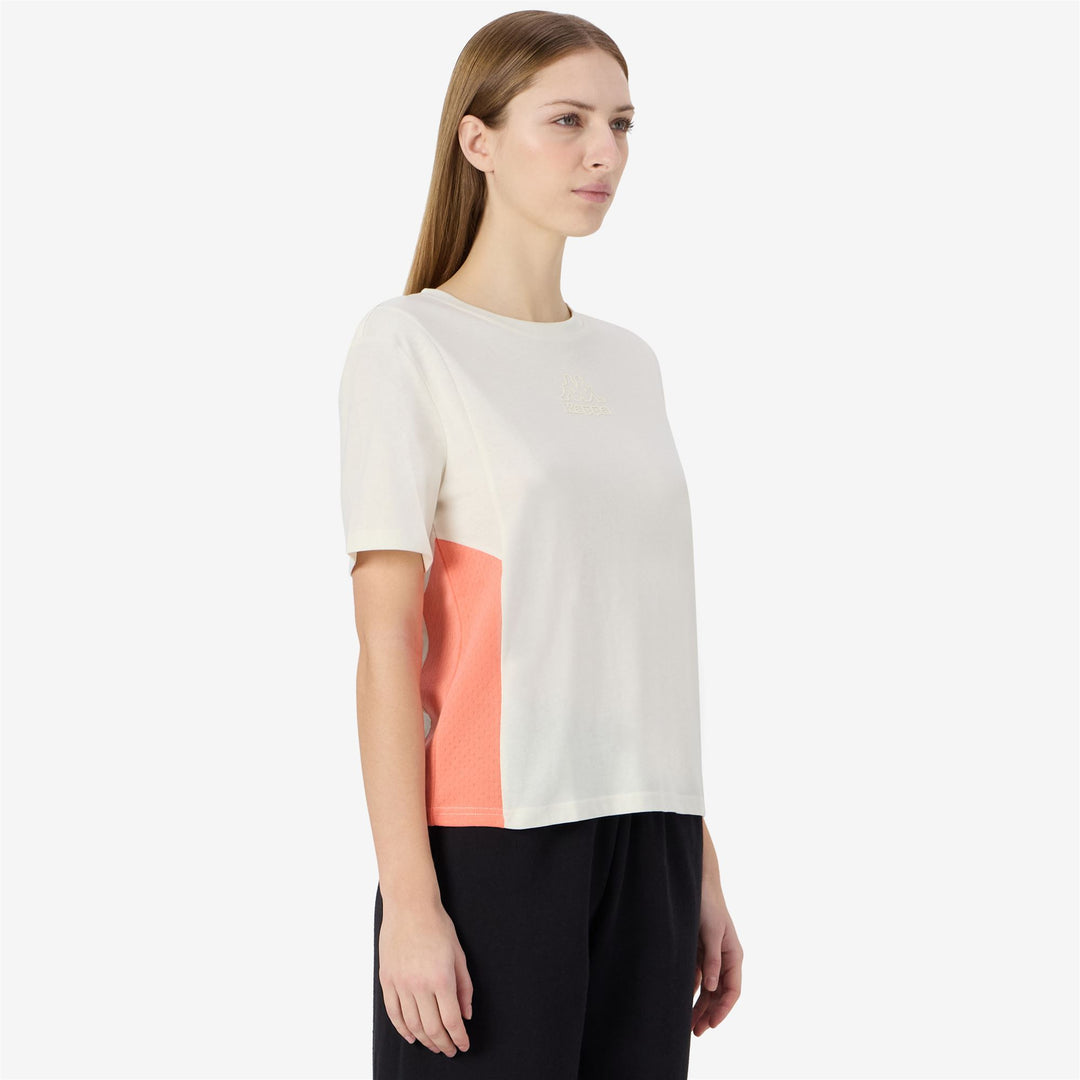 T-Shirt Sportiva Donna Grigia Arancione con Inserti in Rete main