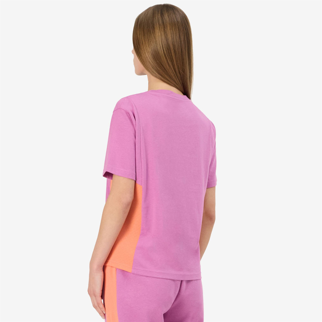 T-Shirt Sportiva Donna Corallo Viola con Inserti in Rete main